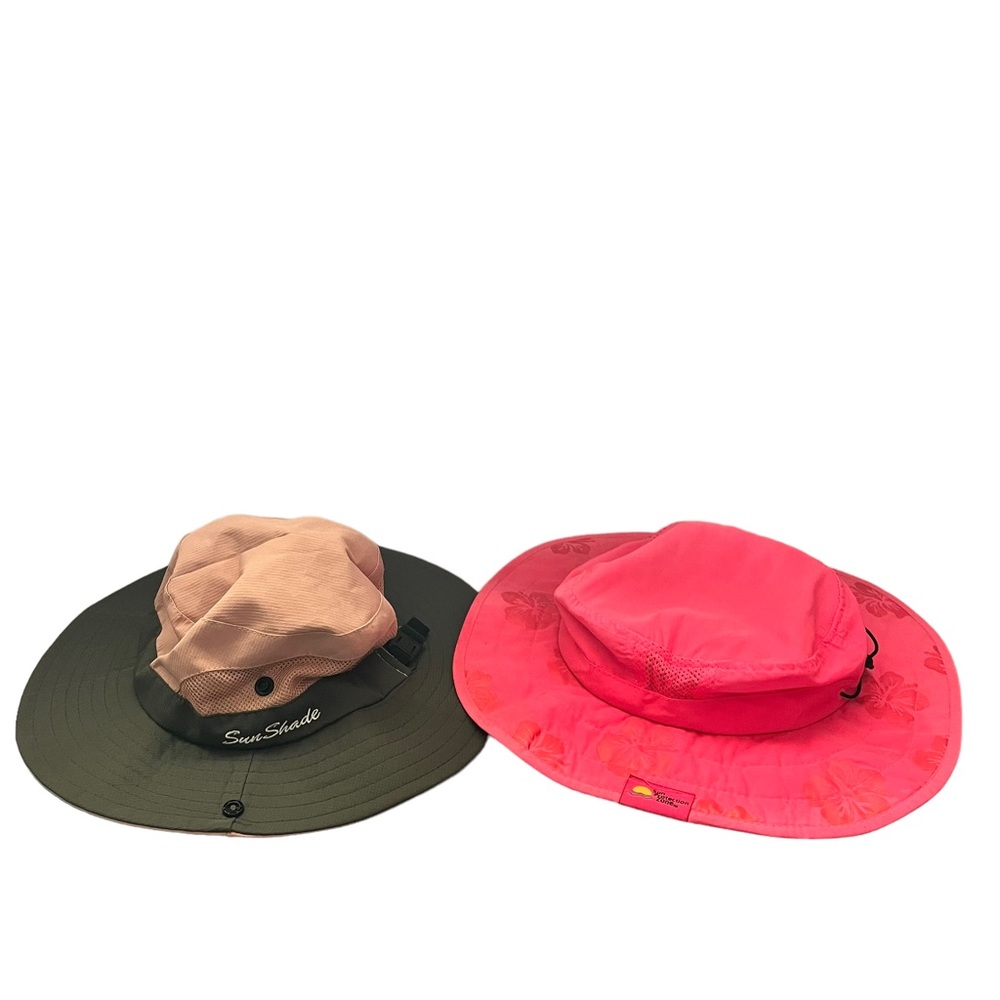 Girls Bucket Hat Set of 2 Sun Shade & Sun Protection Zone Pink Floral Print